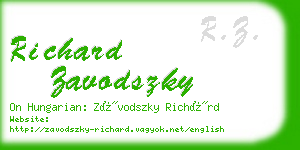 richard zavodszky business card